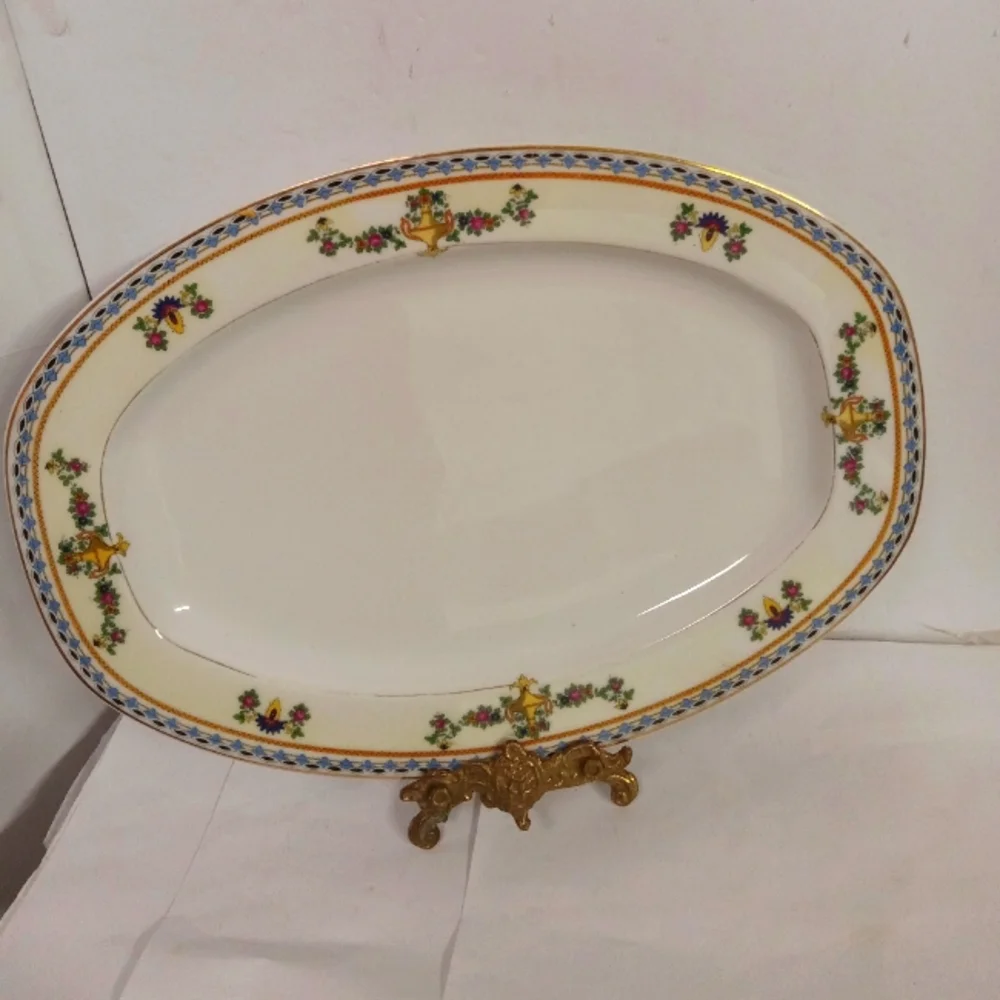 TK Thuny 12” Octagon Meat Platter Serving Czechoslovakia  Porcelain Rare Vintage